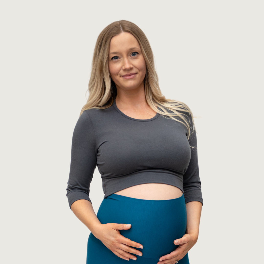 Classic Banded Crop Top 3/4 Sleeve