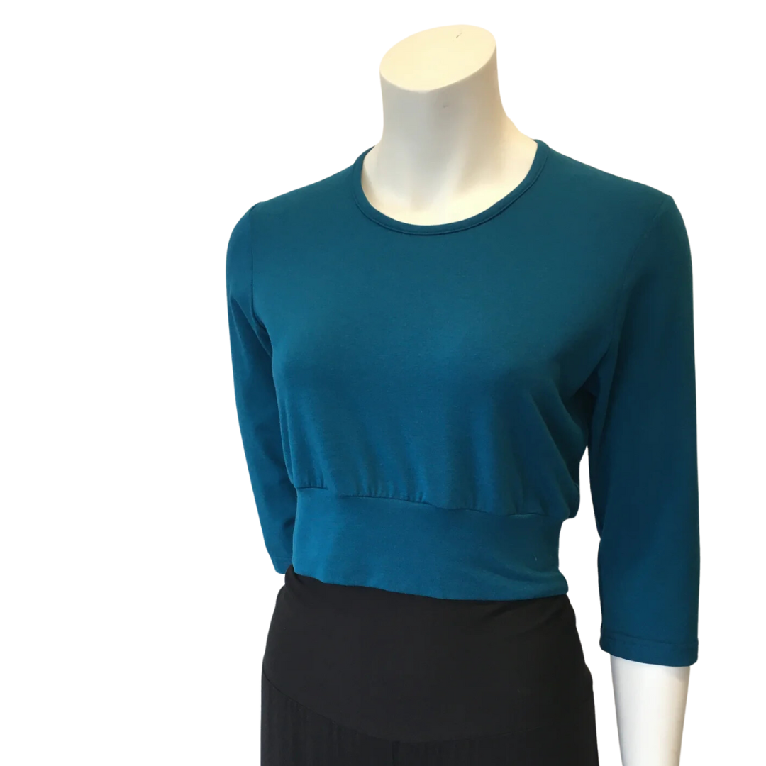 Classic Banded Crop Top 3/4 Sleeve
