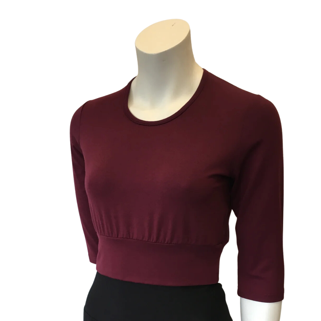 Classic Banded Crop Top 3/4 Sleeve