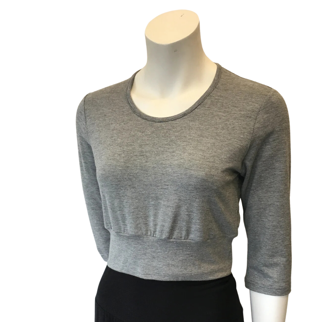 Classic Banded Crop Top 3/4 Sleeve