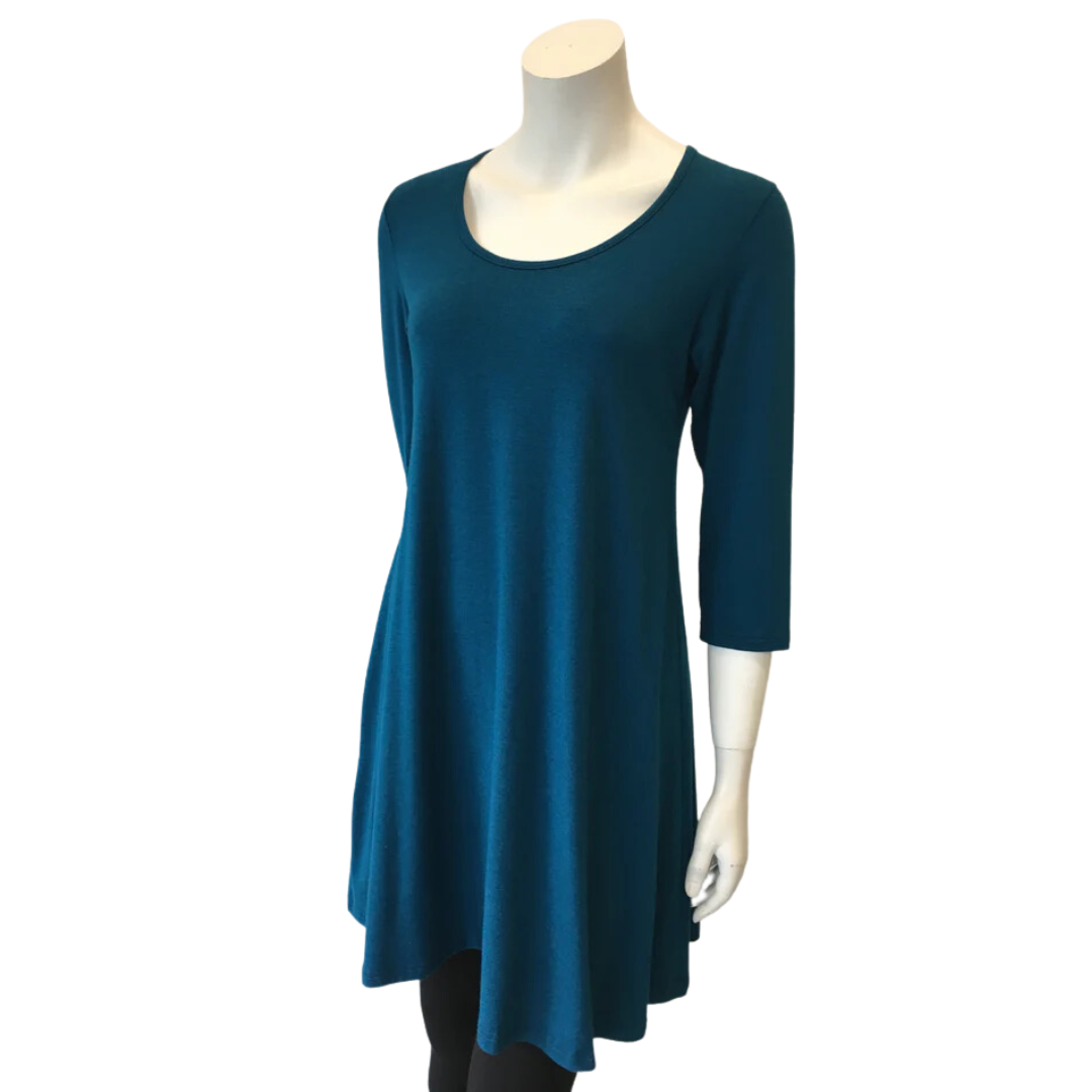 Swing Tunic Dress- 3/4 Sleeve