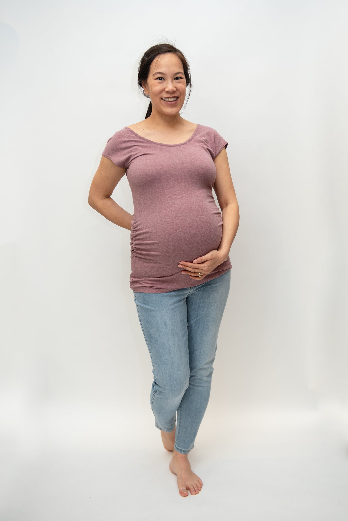 Gathered Tee Cap Sleeve